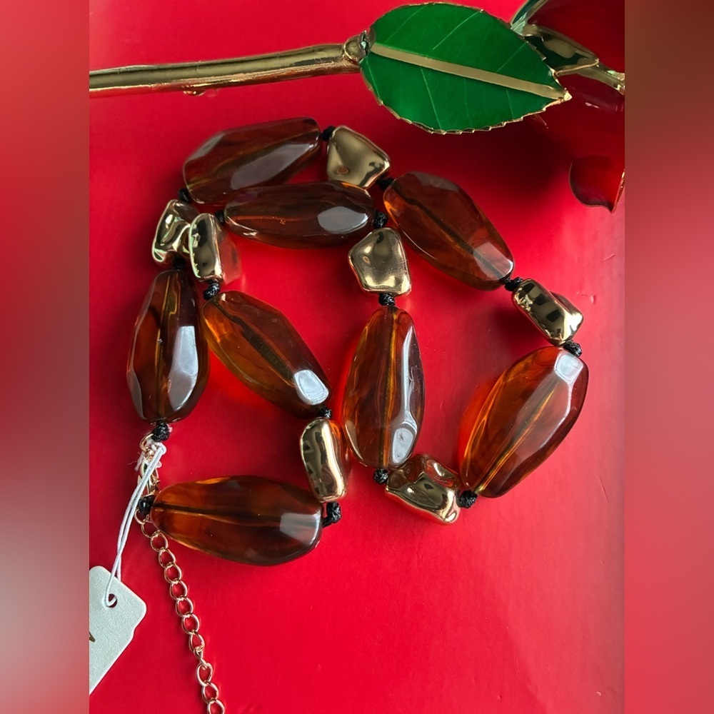 Natasha Couture Brown and Silver Necklace - Picture 5 of 6